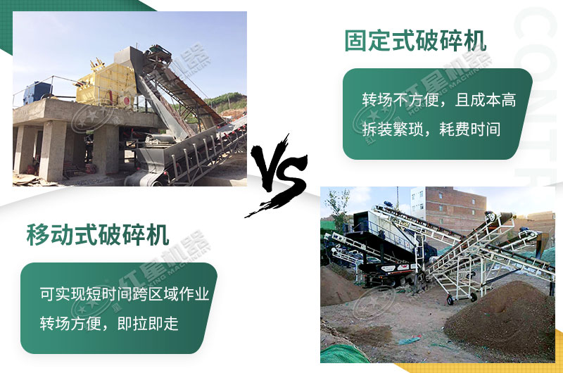 流動(dòng)粉碎石機(jī)，可以隨時(shí)轉(zhuǎn)場(chǎng)停車(chē)生產(chǎn)的破碎生產(chǎn)線(xiàn)